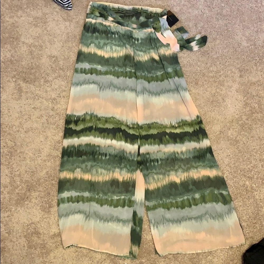 Pink and Green Sunset-Ombré Palazzo Pant